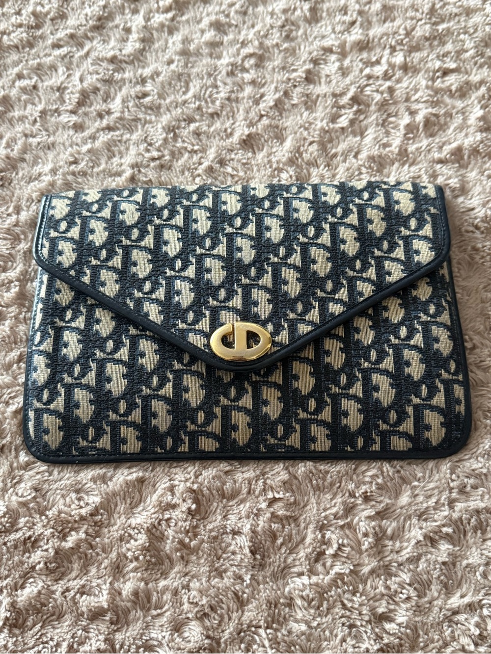 Authentique sac pochette Christian Dior trotteur beige x marine pochet 10X7 inch